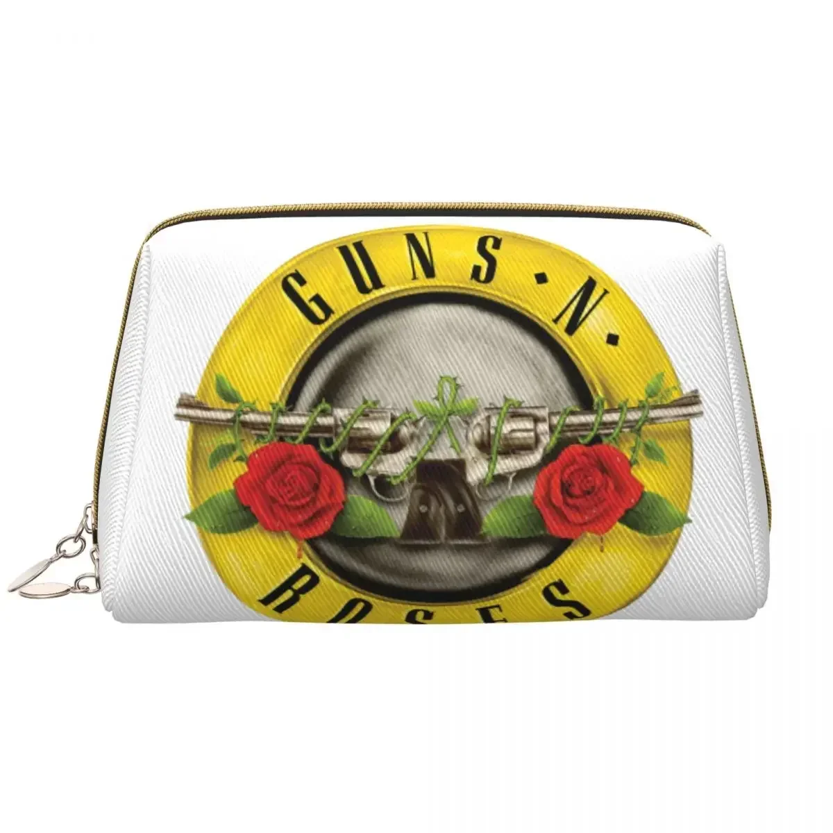 Bolsa de cosméticos personalizada con logotipo Guns N Rose para mujer, bolsa de viaje pesada, organizador de maquillaje, Kit de almacenamiento de belleza para mujer