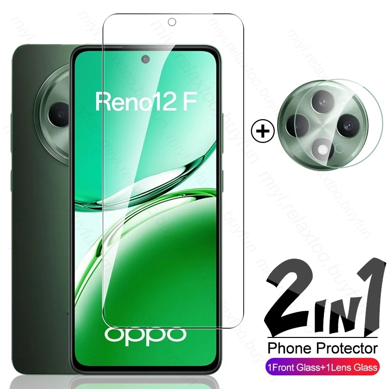 2In1 Tempered Glass for Oppo Reno12 F 4G/5G Case Protectivea Glass Reno12F Camera Screen Protector Reno 12F 12 F F12 4/5G 2024