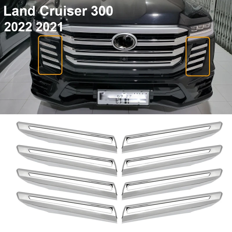 Autoteil Zubehör für Toyota Land Cruiser lc300 2015-2018 2021 Auto Kopf Kühlergrill Stoßstange Dekoration abs Chrom Body Kit Aufkleber