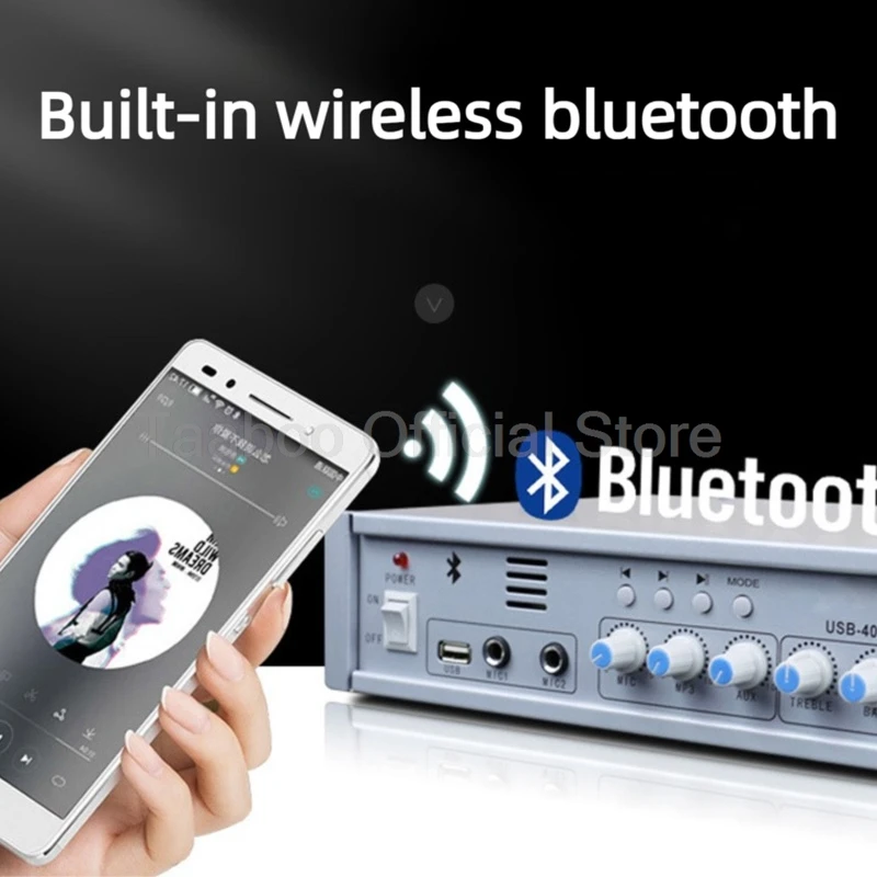 40W Public Address Amplifier Bluetooth Constant Voltage Amplifiers Mode Switch Amp Portable Audio USB MIC MP3 For Home Theather