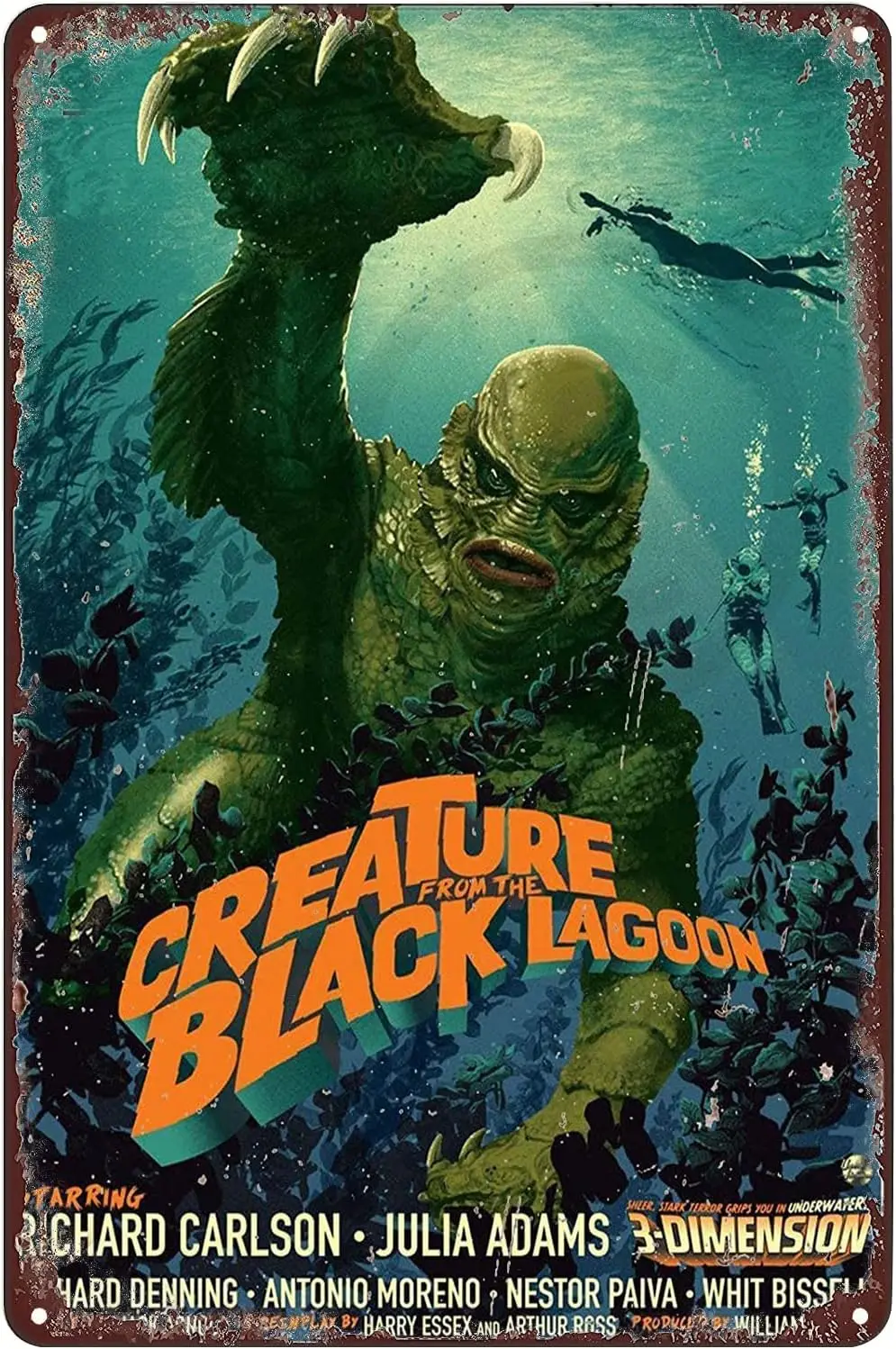 Vintage Metal Tin Signs, Creature from The Black Lagoon Movie Poster Horror Film Sign Wall Art Plaque Decor for Home Bar Pub Caf