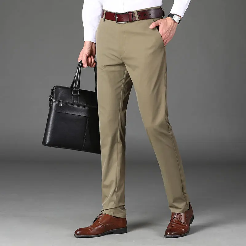 Mode Mannen Business Office Suit Broek Lente Zomer Nieuwe Streetwear Mannelijke Kleding Losse Solid Casual Straight Volledige Broek 2022