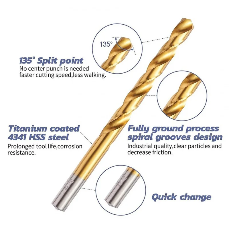 15pcs- 46sets-carton Titanium Cobalt HSS Jobber Set Twist Drill Bits with Case Ranging from 1/16