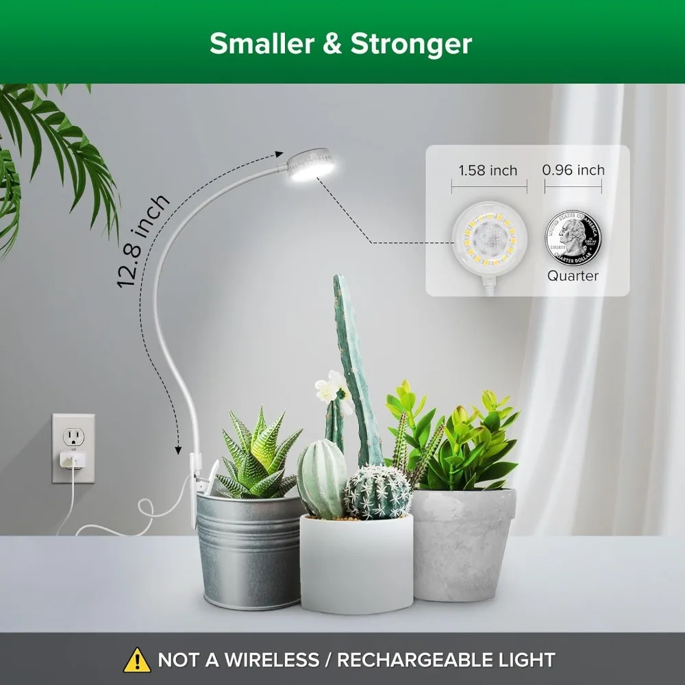 Luces de cultivo para plantas de interior, luz LED para plantas con clip para ollas para cultivo completo, lámpara de cultivo de plantas automática regulable de 4 niveles