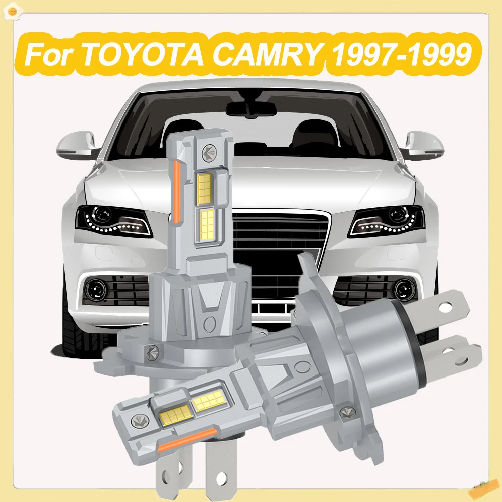 

For TOYOTA CAMRY 1997-1999 H4 High Low Beam LED Headlight Kit Bulb 1 Copper tube 3570 CSP Auto Light 6000K Super White HeadLamp