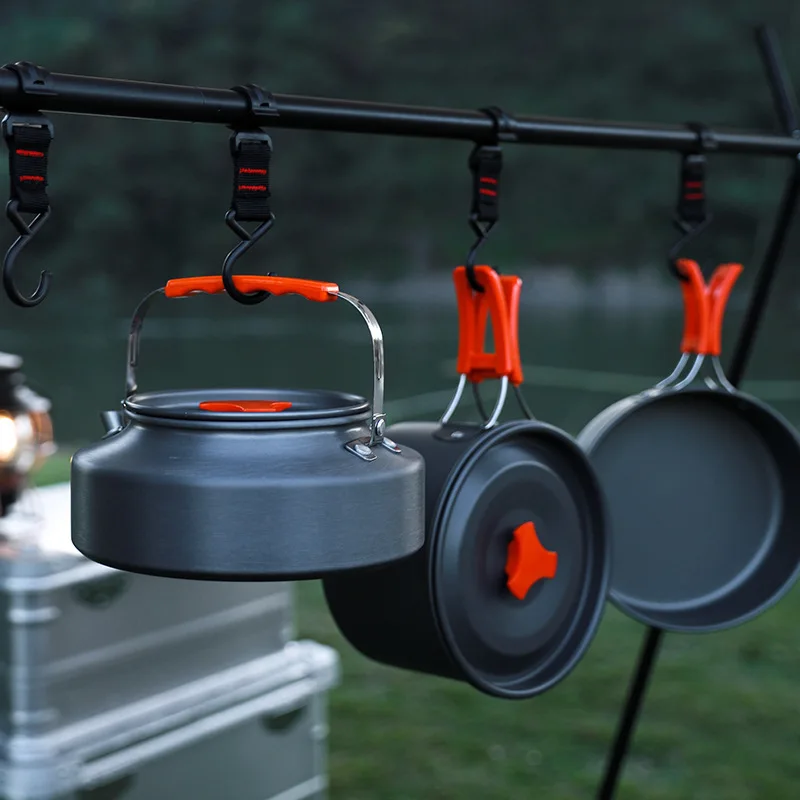 Outdoor cookware set, portable camping cookware set, three piece kettle set, camping specific pot, card stove set