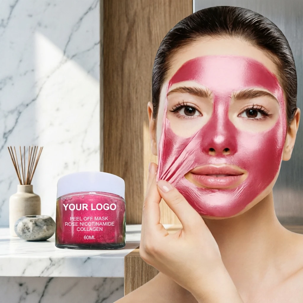 Natural Rose Blackhead Remover Peel Off Face Mask 60ml Deep Cleansing Pore Minimizing Custom Logo Wholesale for Women