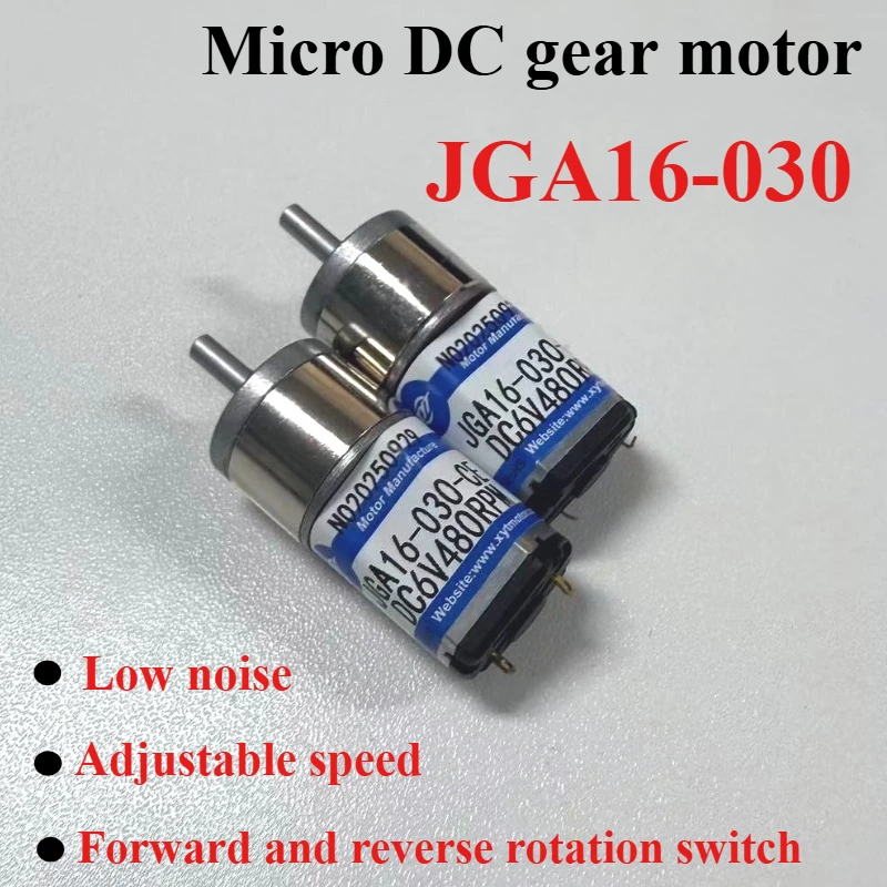 Image of 1 Stück JGA16-030 16 mm 030 Mikro-Gleichstrommotor, niedrige Geschwindigkeit, hohes Drehmoment, 6 V/12 V, mit Geschwindigkeitsregelung und Verpolungsrotationsfähigkeit