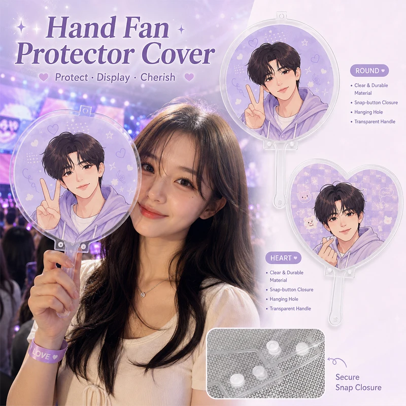10 Pcs Transparent Thick Heart-Shaped Idol Fan Protective Cover PVC Dust-Proof Idol Supporting Fan