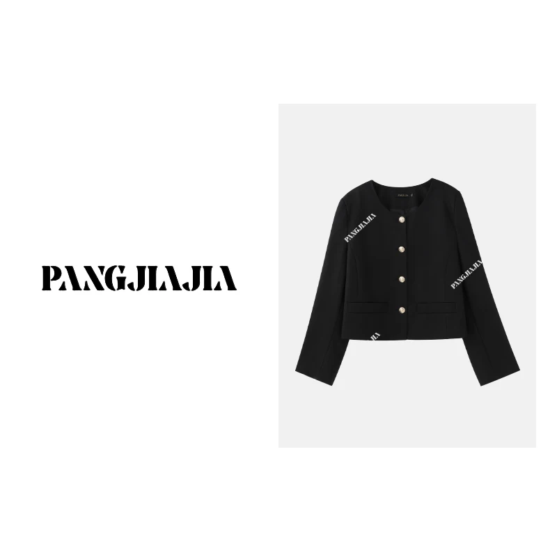 

Женская осенняя куртка Fat JiaJia из высококачественной кожи, универсальная, с круглым вырезом, декорированная пуговицами, модель P623W00477...