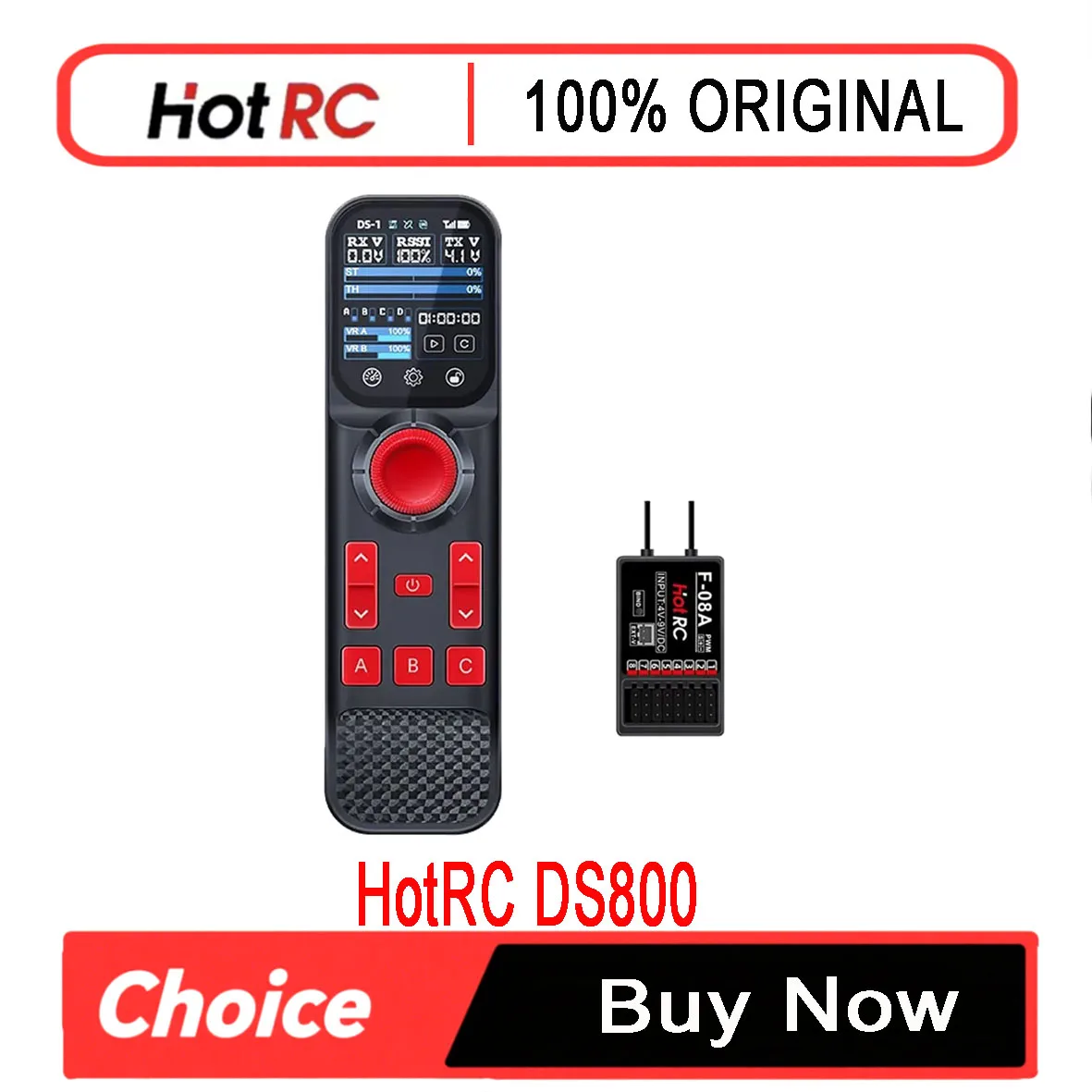 HotRC DS800 2inch Color Screen 8CH 2.4G Radio System Transmitter Remote Control with Fixed Speed for RC Car Trawler Fishing Boat