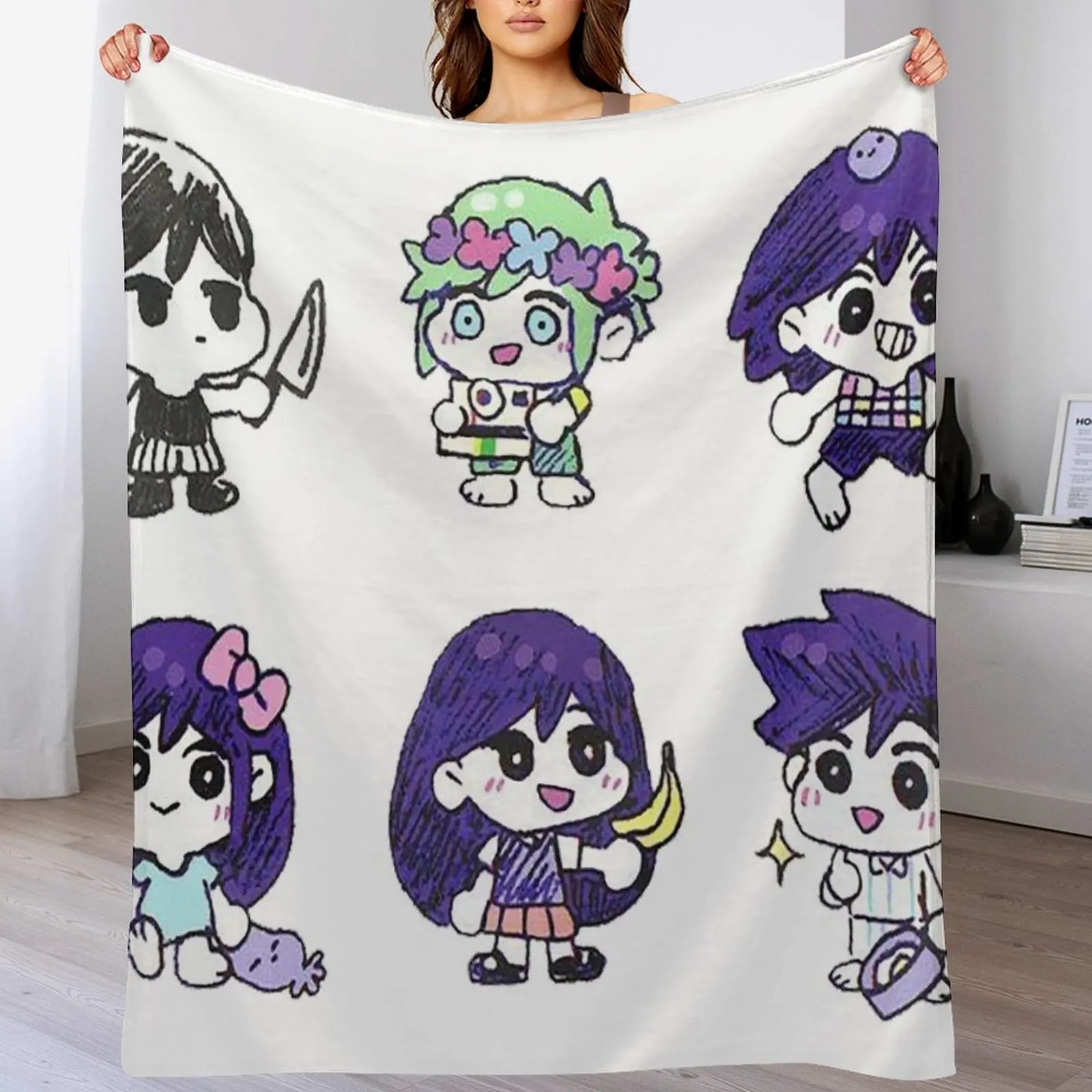 

Omori,Omocat,Playing Throw Blanket Men's Soft Warm Throw Blanket for Couch