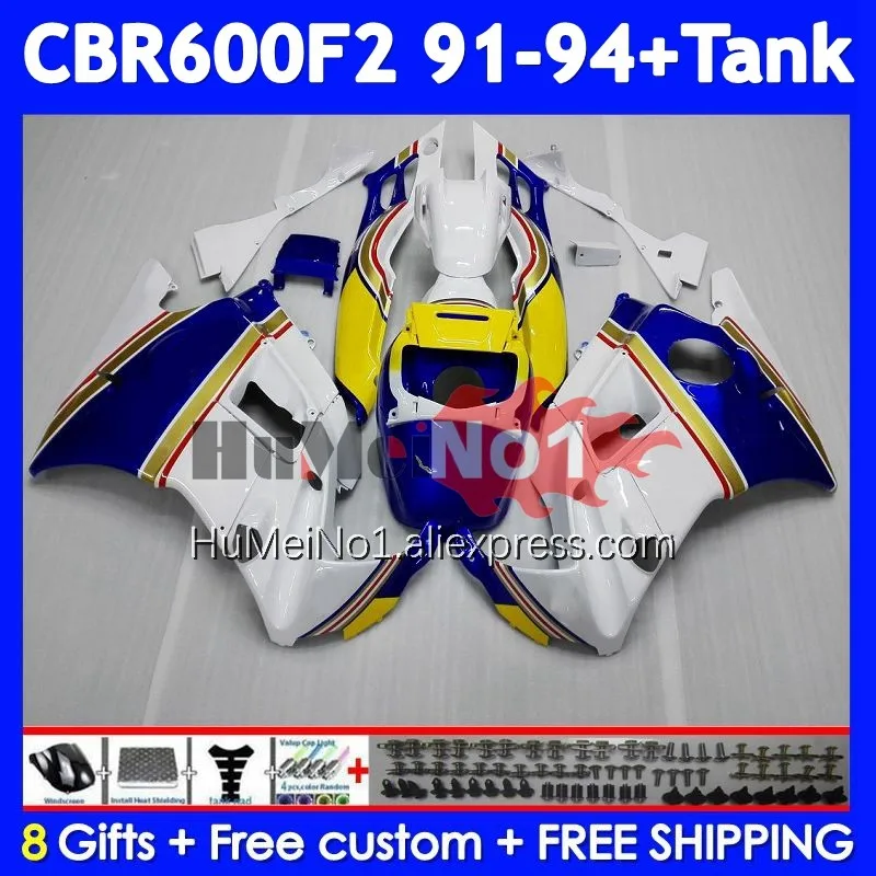 Body+Tank For HONDA CBR600 F2 FS CBR600FS 37No.10 CBR600F2 CBR 600F2 600 Yellow Blue F2 1991 1992 1993 1994 91 92 93 94 Fairing