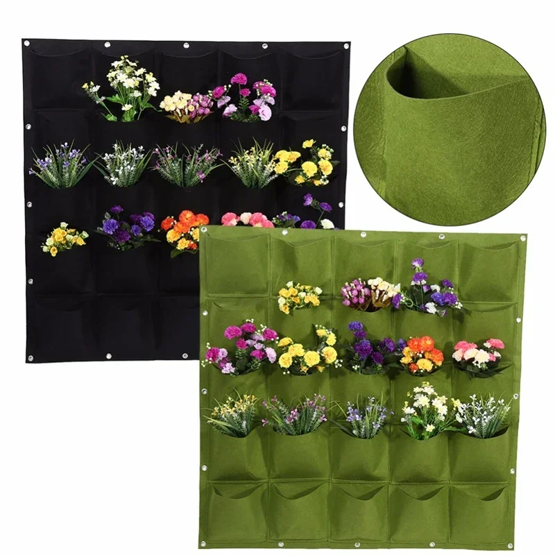 Wall Hanging Pockets Planting Bags Flower Pot Home Garden Grow Bag Garden Planter Vertical Seedling Plant Pot Home Decor Supply