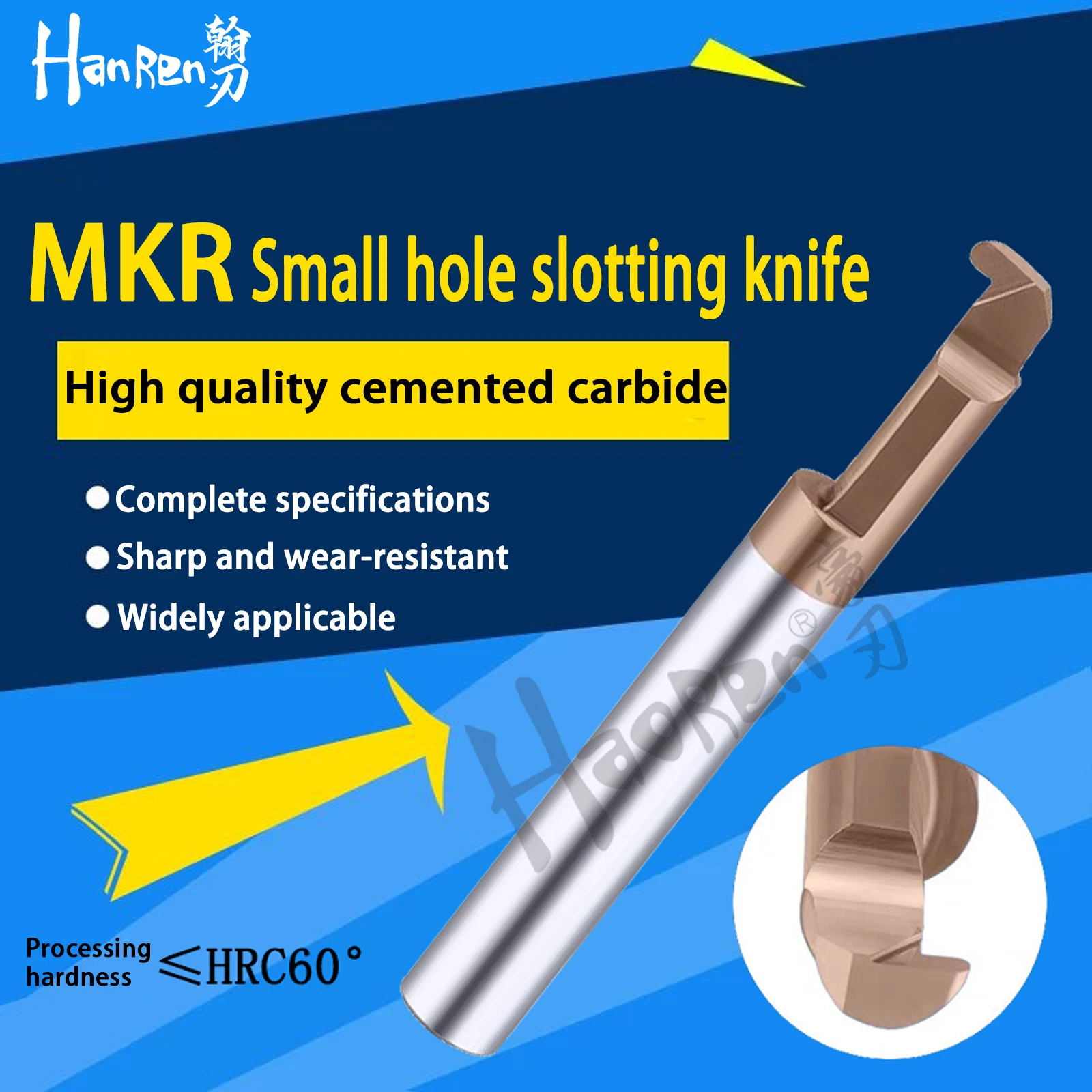 

Tungsten Steel Alloy Small Boring Cutter MKR4 MKR5 MKR6 R0.5 R0.75 R1 Small Hole Circular Arc Grooving Knife CNC Tool