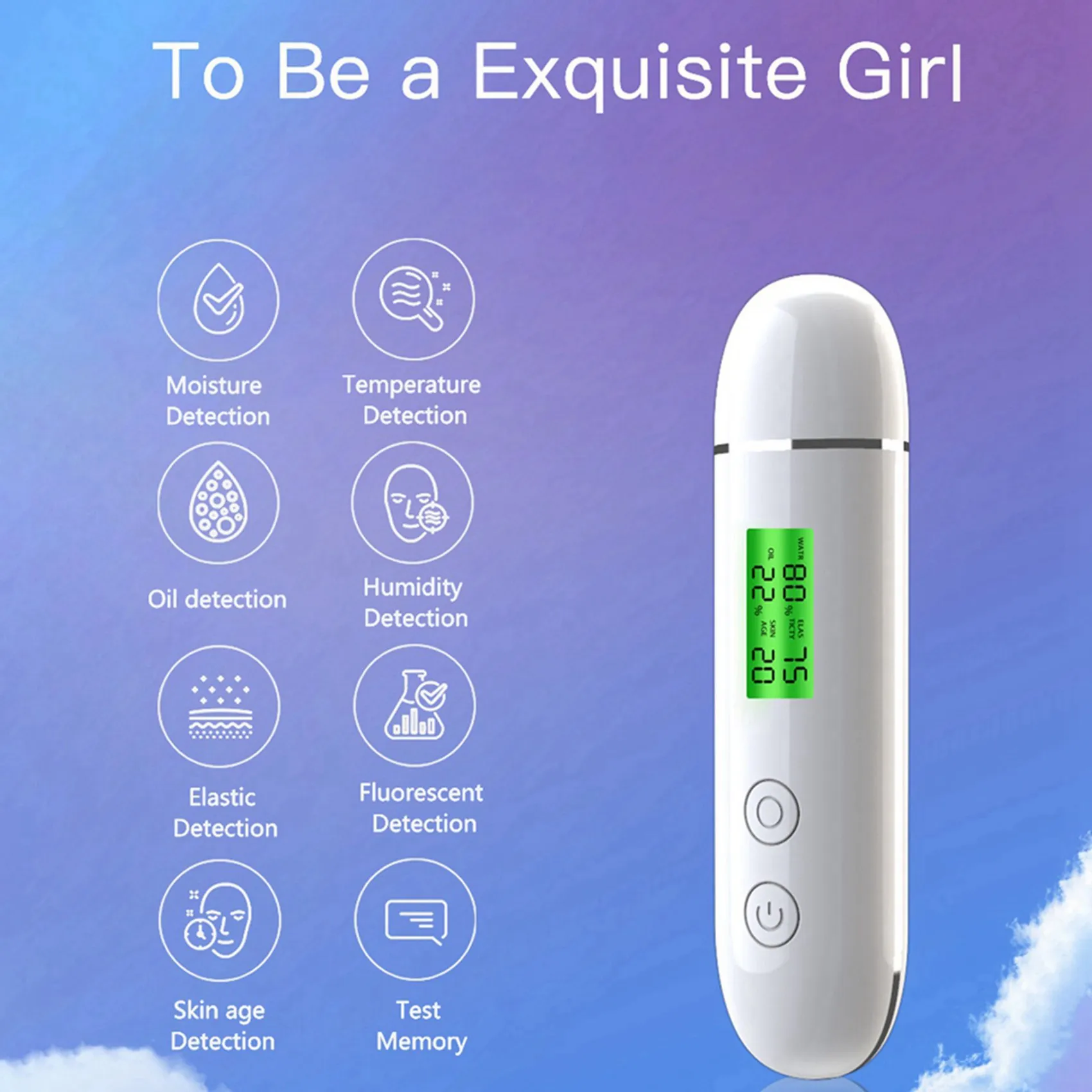 

【COUPON!】2X Skin Moisture Tester Smart Water And Oil Tester LCD Display Facial Skin Moisture Meter Fluorescent Agent Detector