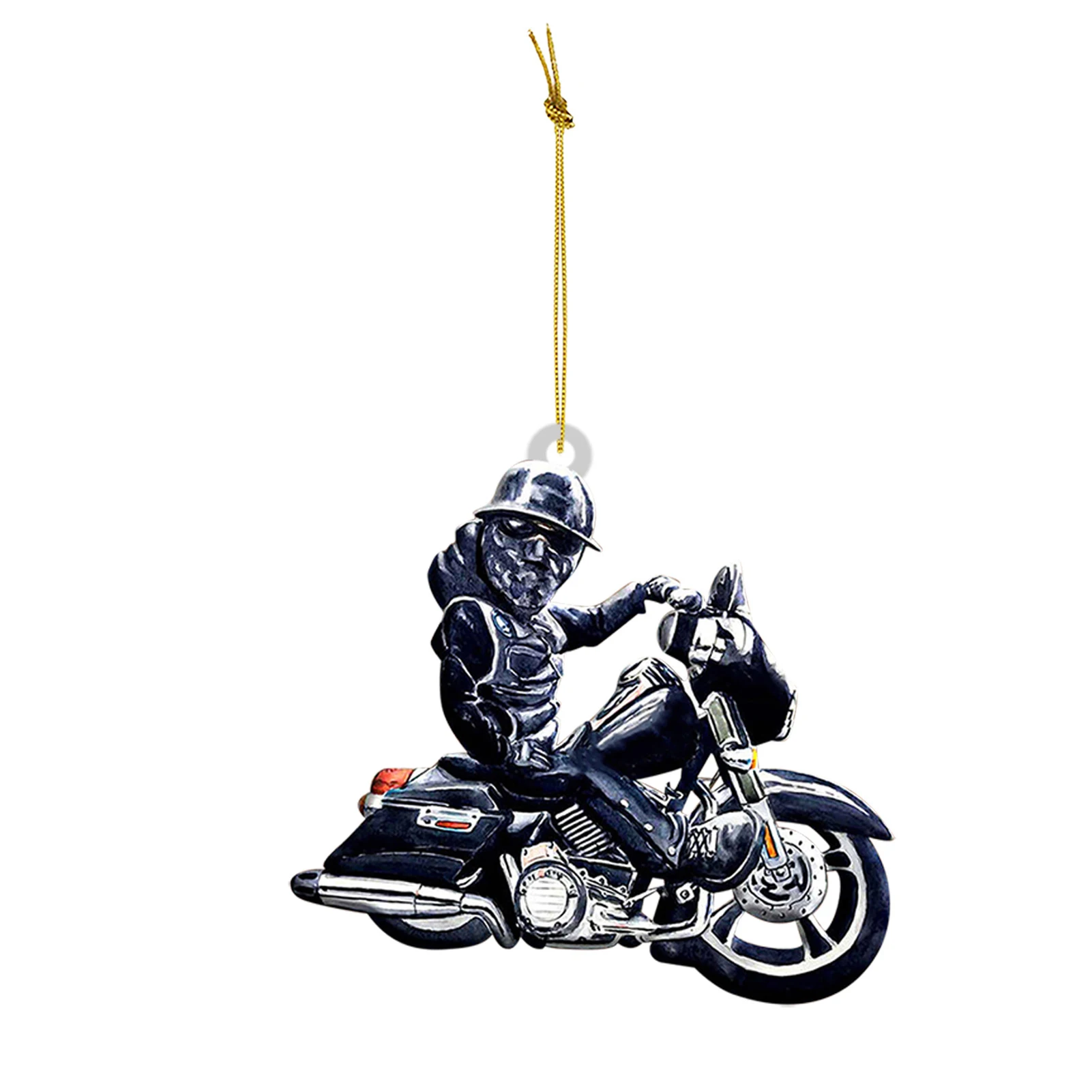 Car Pendant Skull Motorcycle Rider Decor Mirror Hanging Pendant Auto Rearview Mirror Hanging Halloween Christmas Flat Ornament