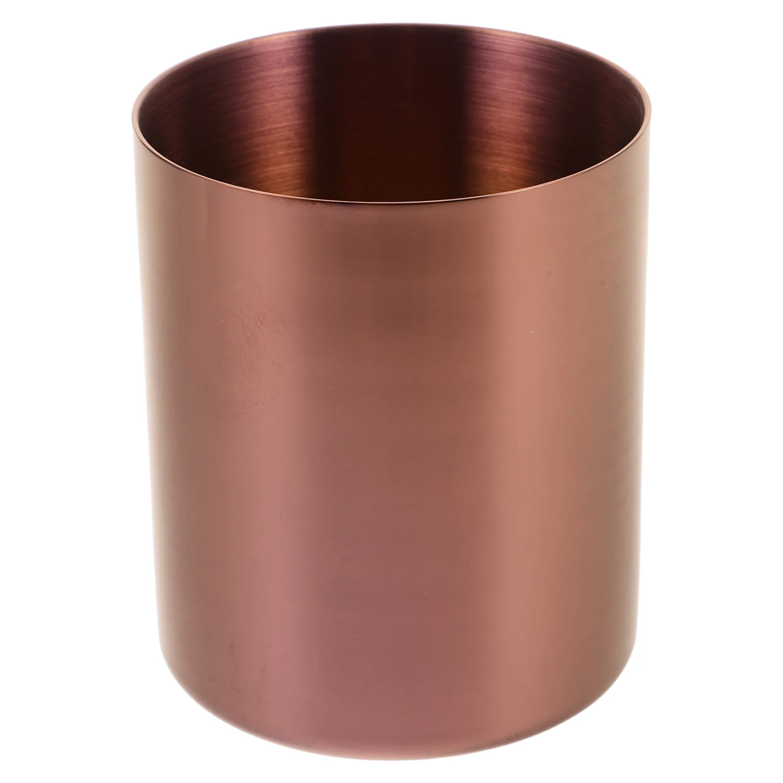 

Rose Gold Stainless Steel Pen Cup Cylindrical Desktop Organizer Multipurpose Stationery Holder Makeup Brush Cup Metal Flower