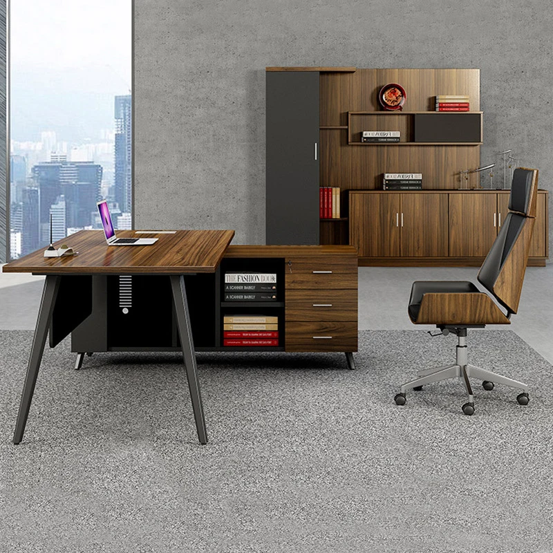 Simple Modern Executive Office Desk with Boss Chair Combination Single Computer Table Furniture for Manager
