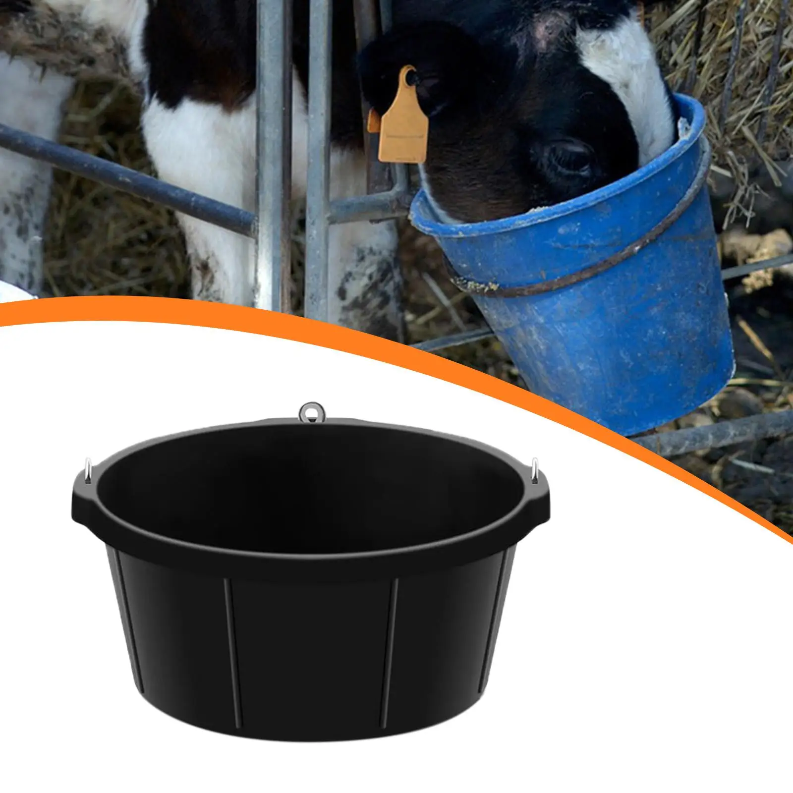 

Резиновая кормовая сковорода, универсальная 6,5 галлонов с подвесными отверстиями, ведро для кормления для лошадей, контейнер для кормления куриной пыли, кормушка для свиней, коз, лошадей