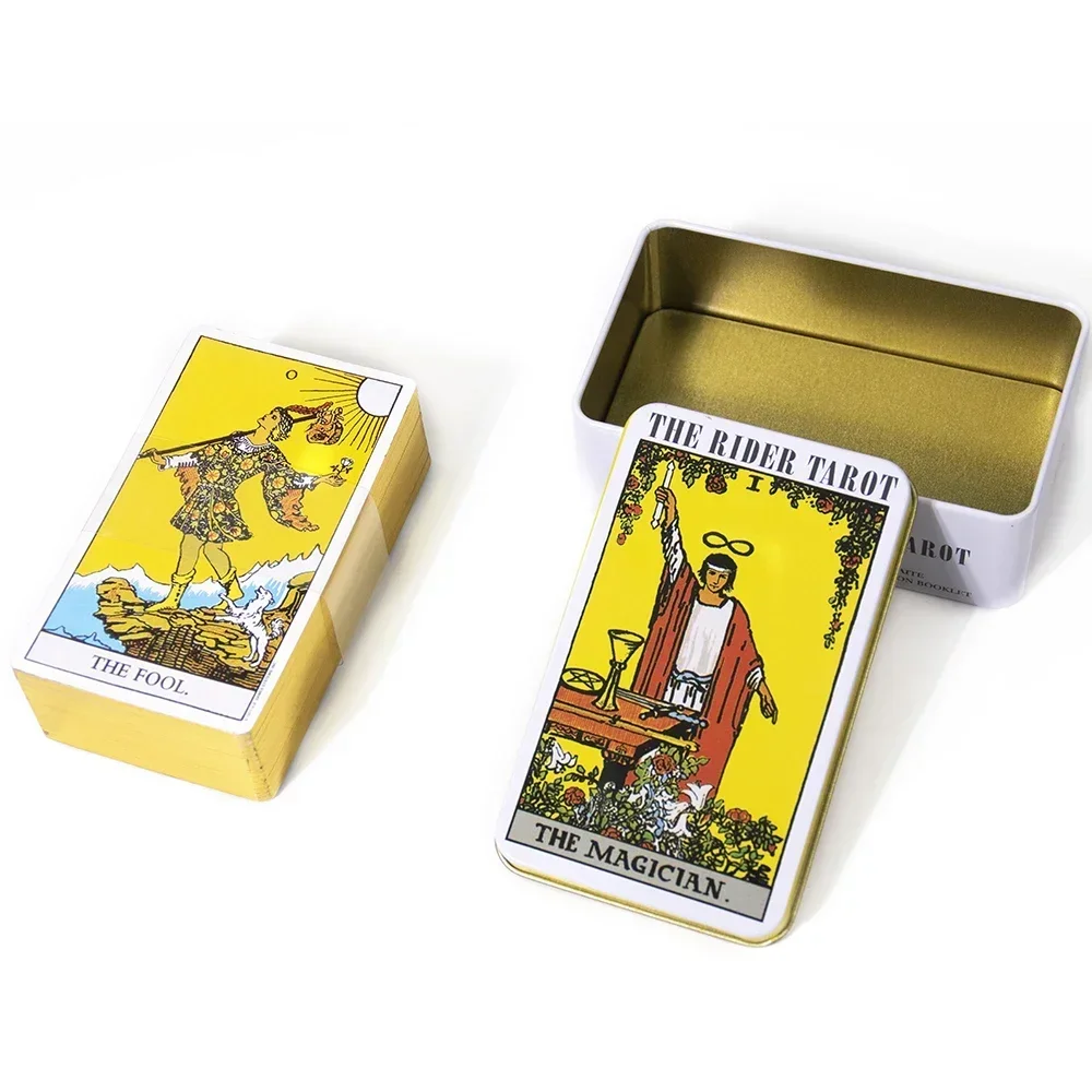 The Rider Tarot with Tin Box Tarot Cards Gilded Edge with Paper Guidebook Oracle Tarot Game Deck Party Astrology Cards Oracle