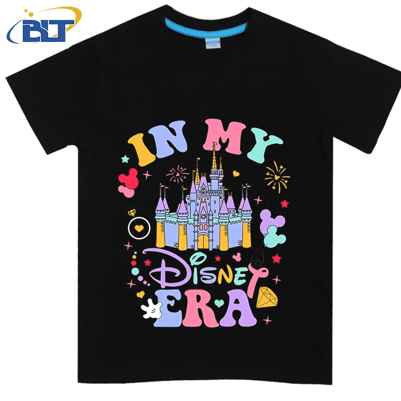 In My Disney Era Magic Kingdom Festival Printed Kids T-shirt Children's Cotton Short Sleeve Cartoon Top for Boys and Girls