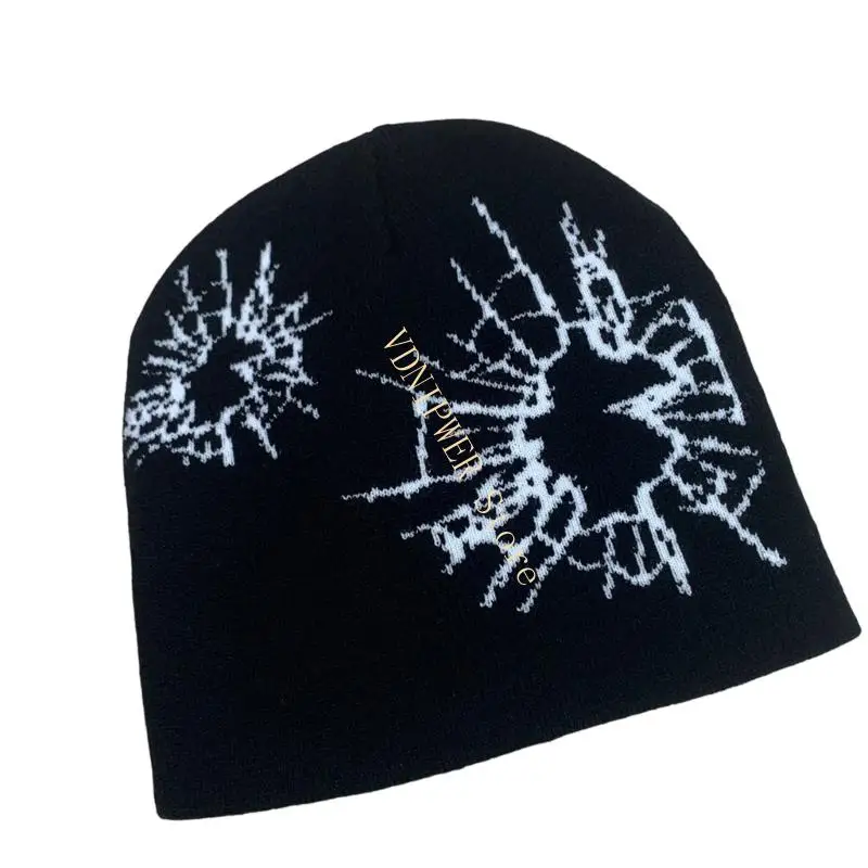 قبعات محبوكة بتصميم زجاجي داكن للجنسين من الأكريليك لأزياء الشتاء D08E #2