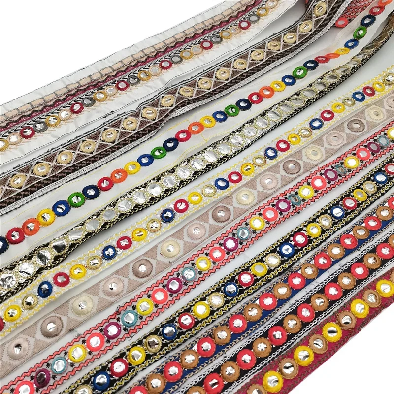 1 Yards Ethnic Embroidered Webbing Trim DIY Handmade Sewing Ribbons Clothing Decorative Lace Trim