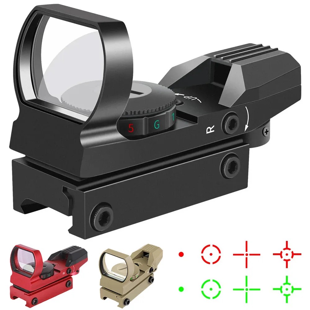 Riflescope التكتيكية للصيد البصريات ، الأحمر والأخضر ، نقطة المتوقعة ، رد الفعل البصر ، 4 نطاق شبكاني ، البصر كوليماتور ، 11 مللي متر ، 20 مللي متر السكك الحديدية