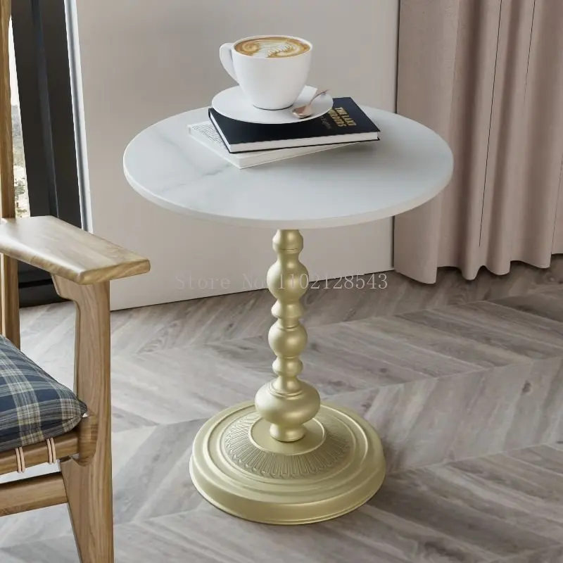 

Luxury+Retro Side Table Small Round Table Slate Desktop Coffee Tables Corner Table Bedroom Bedside Table Metal Table Muebles