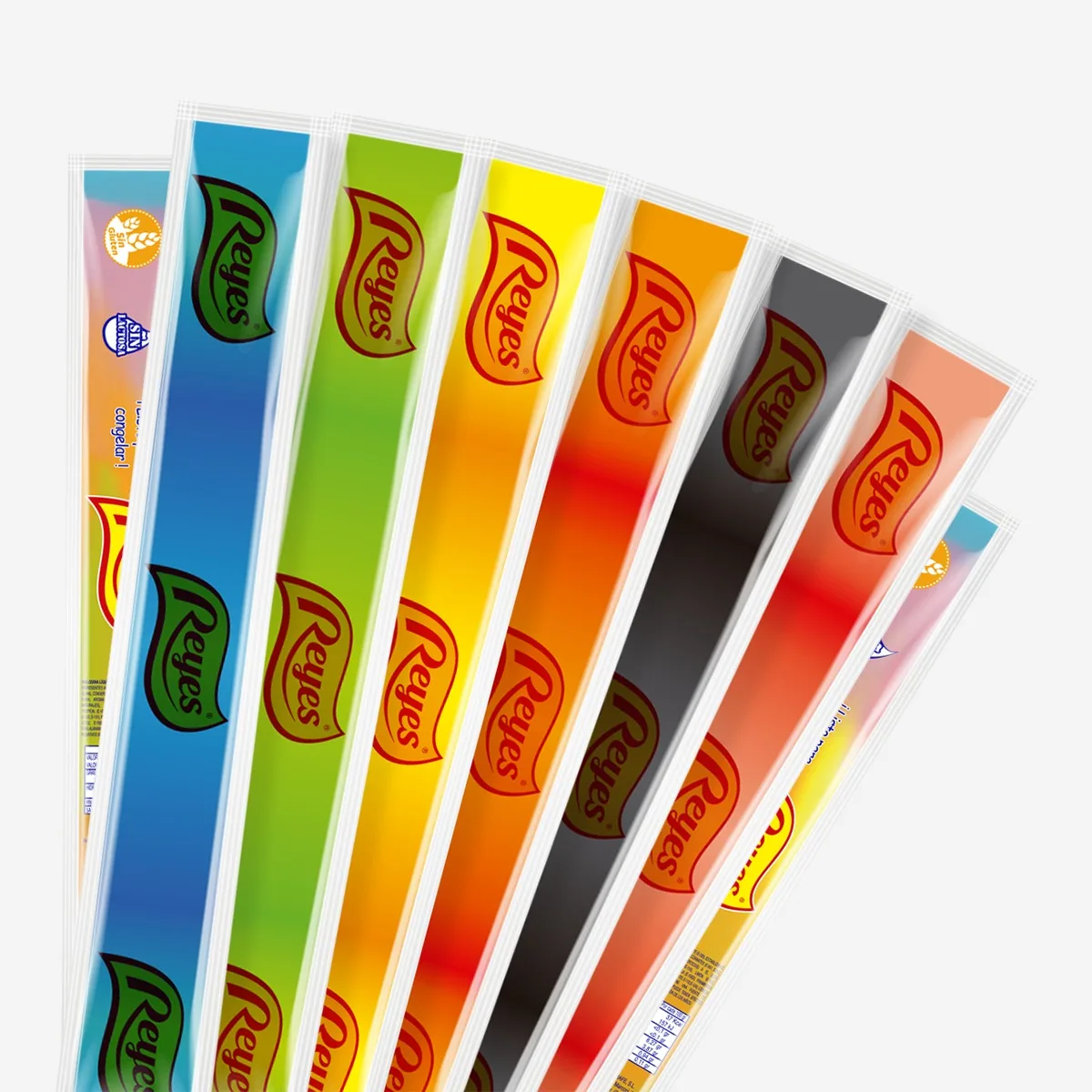 Refreshing poles Kings. 120 Flash of 85ml each. Ready to freeze and enjoy the summer. Assorted flavors. Strawberry, cola, orange, lemon, tropical, raspberry, banana, Mediterranean, Cherry.