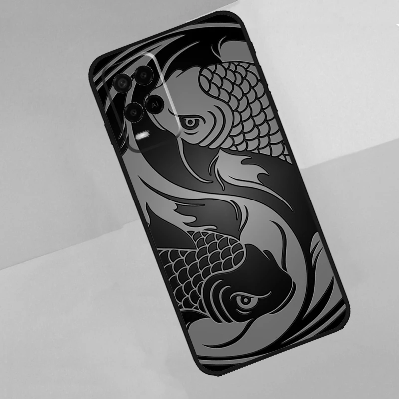 Koi Fish Yin Yang Art For OPPO Find X5 X3 Pro A53S A5 A9 A31 A53 A1K A15 A52 A72 A83 A91 A93 A54 A74 A94 Case