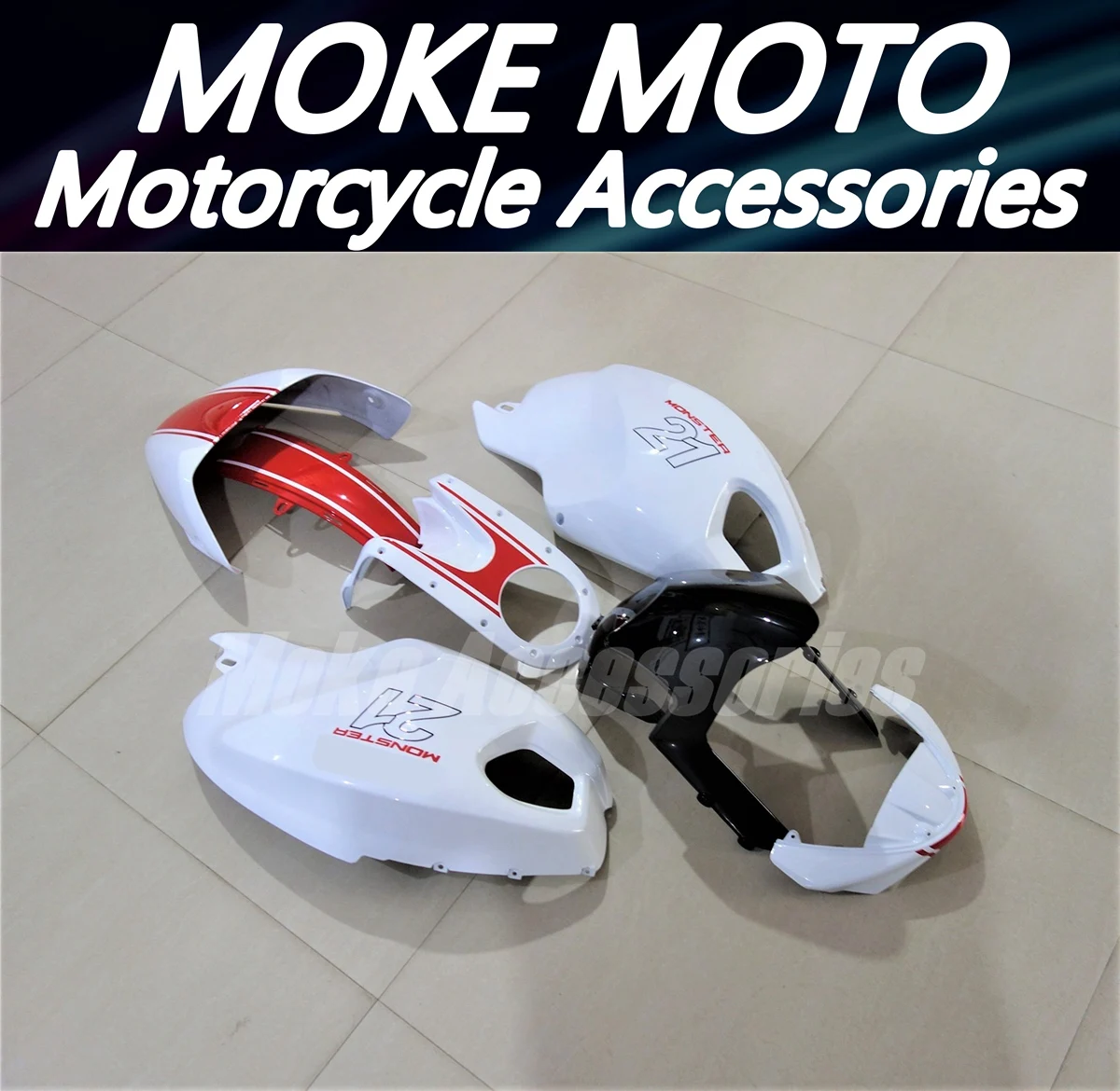 Motorcycle Fairings Kit Fit For Monster 696/796/795/m1000/m1100 2009 2010 2011 Bodywork Set White Black ABS Injection New