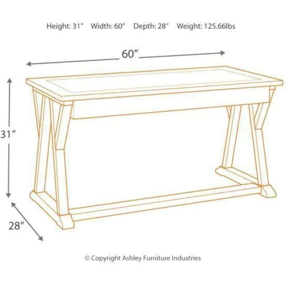 Jonileene Farmhouse Home Office Desk com gavetas, branco e cinza
