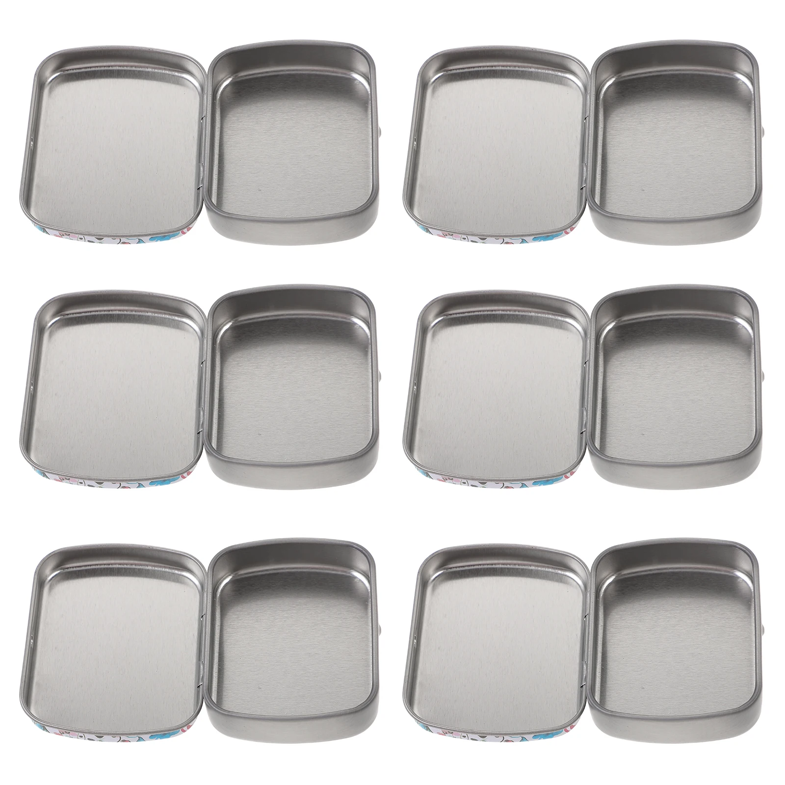 

6pcs Candy Tin Storage Box Iron Mini Container 60x45x15mm Small ganizer for USB Keys Accessories Silver