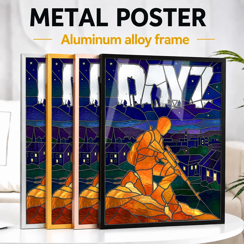 Dayz Stained Glass Framed Metal Poster Personalized Hero Tribute Wall Art A Unique Gift For Fantasy Fans To Display In Game Room