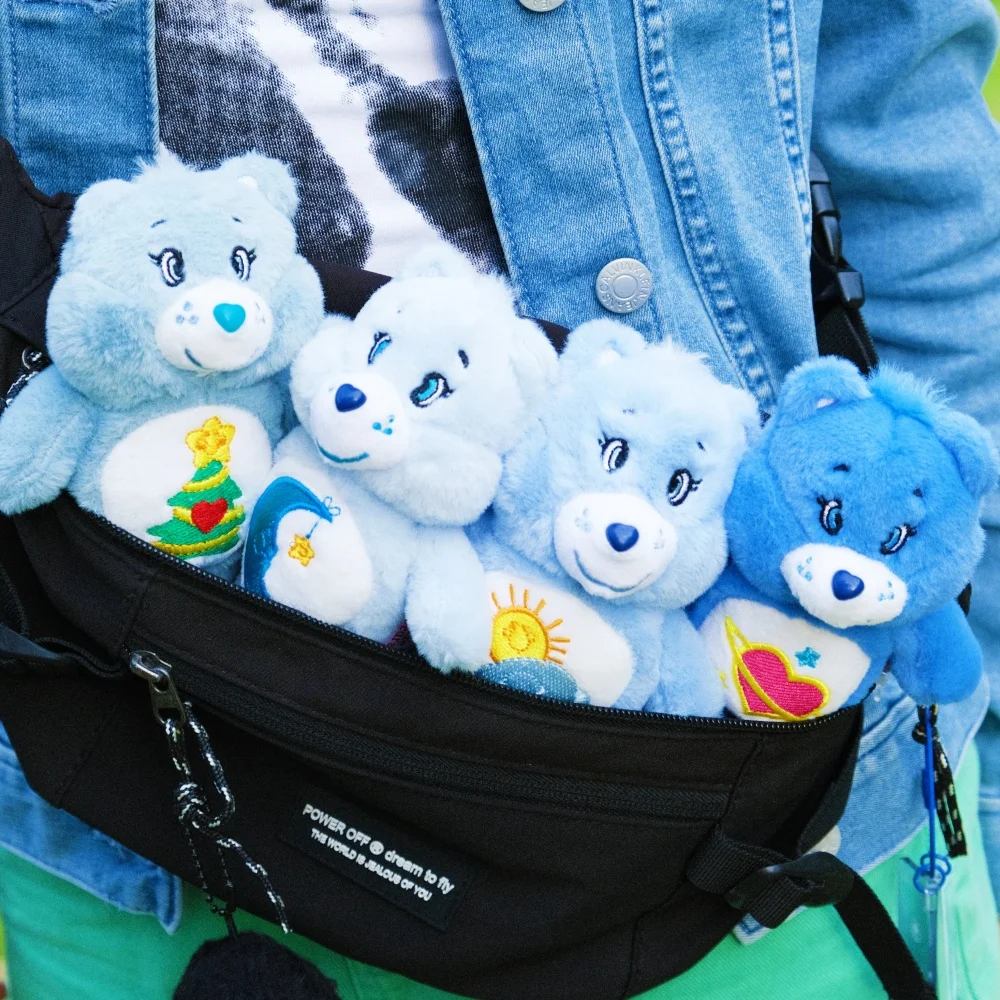 Kawaii Bear Plush Keychain Cartoon Small Animal Bag Pendant Cute Baby Mini Stuffed Doll Keyrings Soft Fun Toy Care Bear Keychain