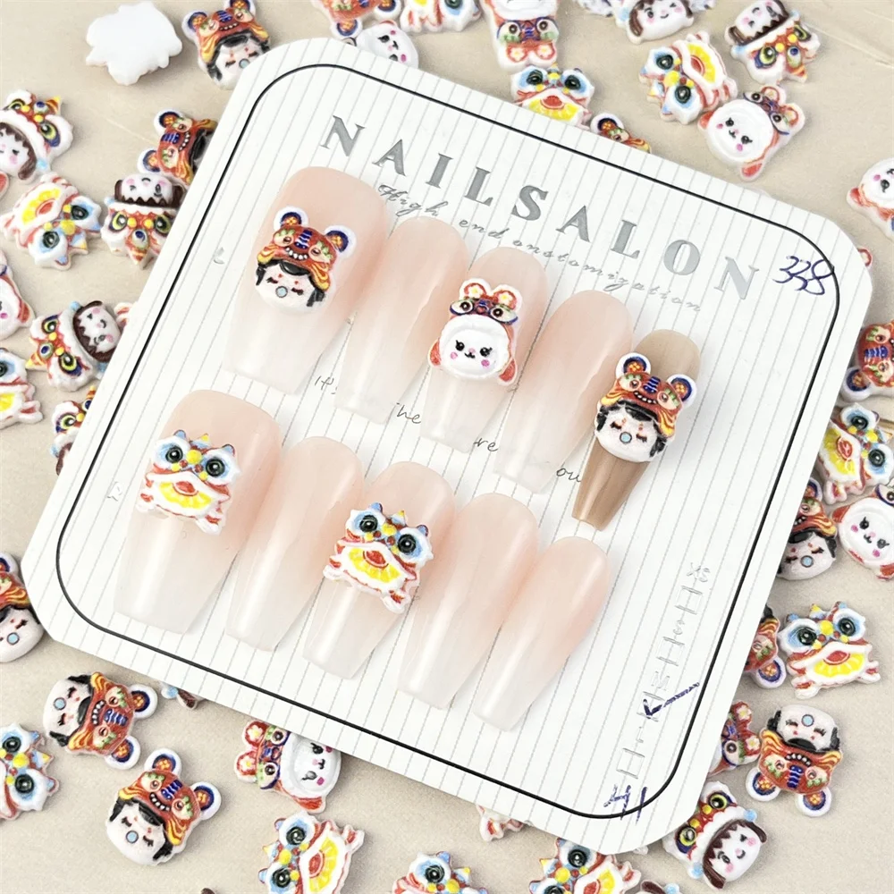 مانيكير عملي على الطراز الصيني لافتة للنظر ، إكسسوارات تزيين الأظافر الشهيرة ، فريدة وعصرية ، سنوات جديدة