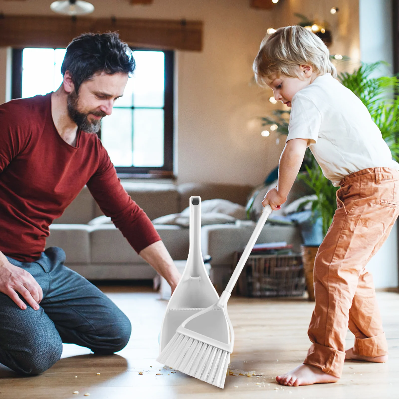 

1Set Mini Broom Dustpan Set Proper Height Comfortable Handle Freestanding Design Wide Application Cleaning Small Spaces