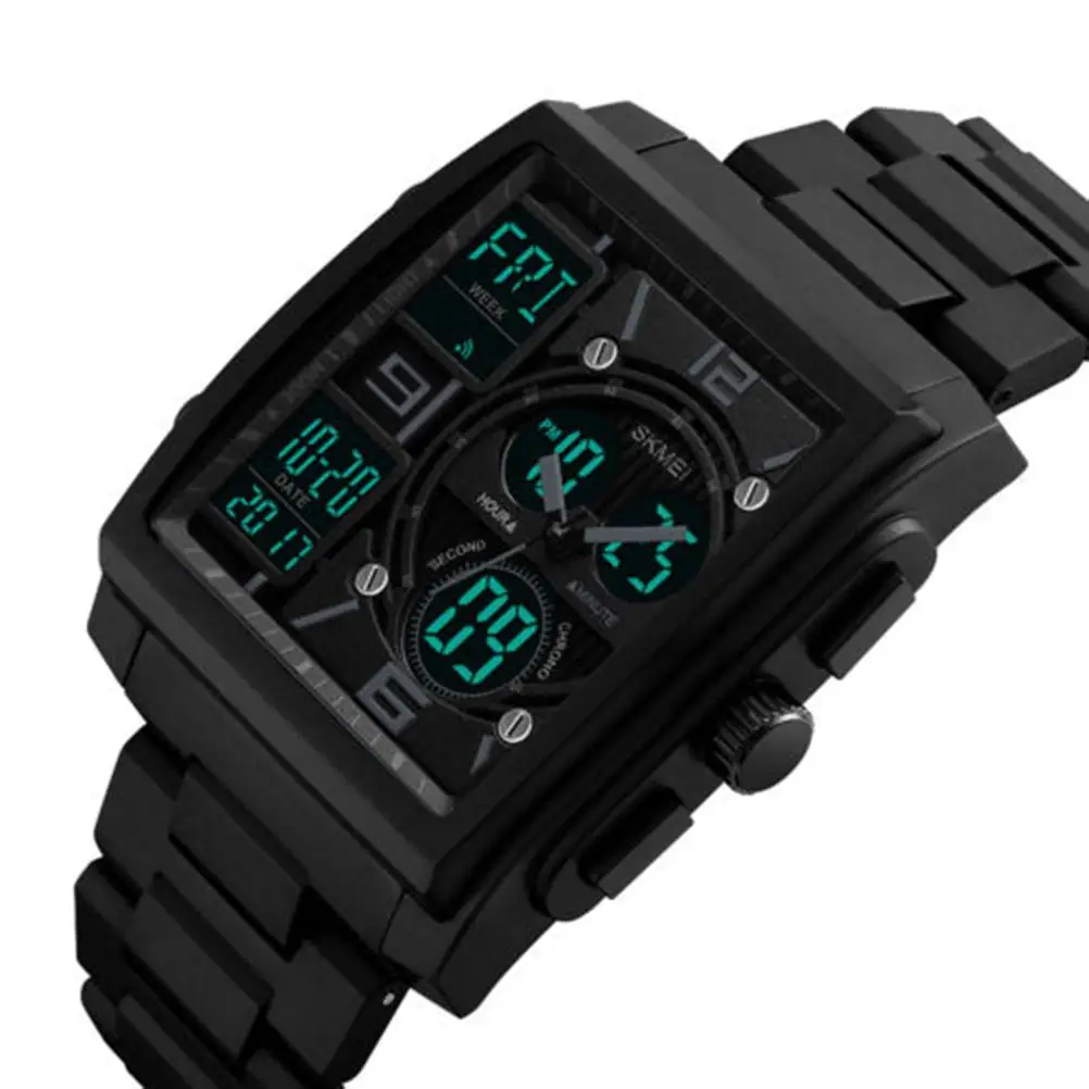 

Sports Watch Men Waterproof Digital Wristwatch Multi Function Backlight Analog Display EL Light Night Date Week Time Alarm Clock
