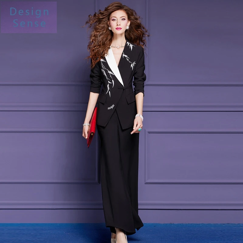 

High Quality Women's Commuting Wear Sense Suit Spring Chinese Style Fashion Business Top Casual Pants