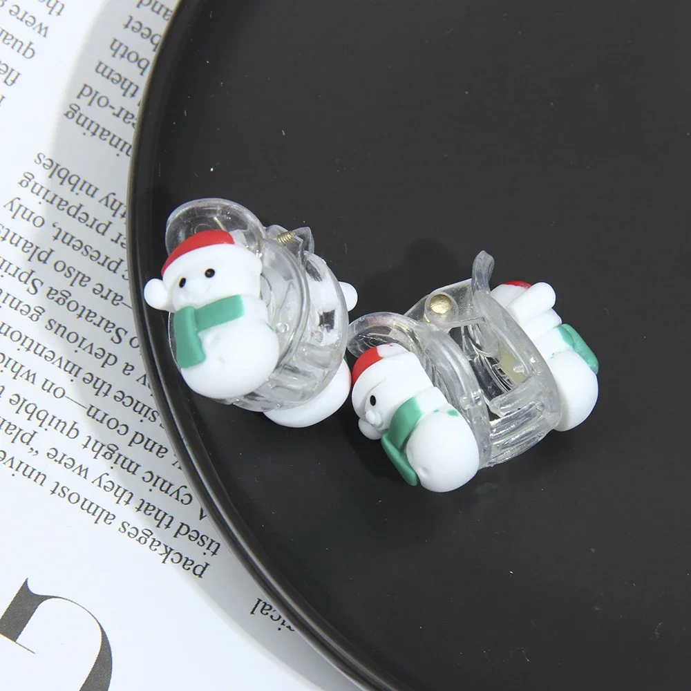 1 Pair Xmas Heart Small Claw for Girls Headdress Mini Hair Clips Cute Christmas Snowman Bangs Hairpin Fashion Hair Accessories