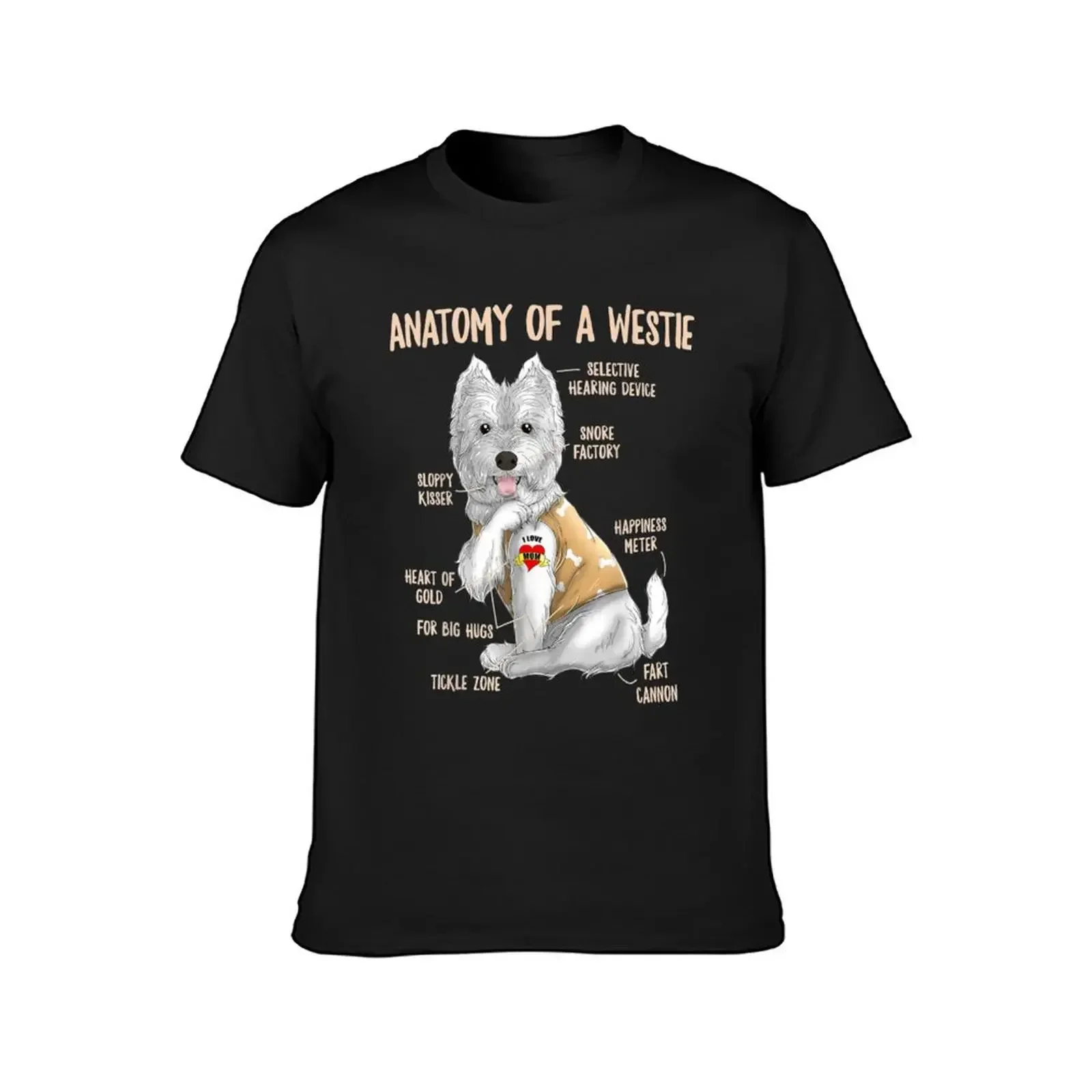 Anatomy West Highland White Terrier Puppy Westie T-Shirt man clothes t shirts for men cotton