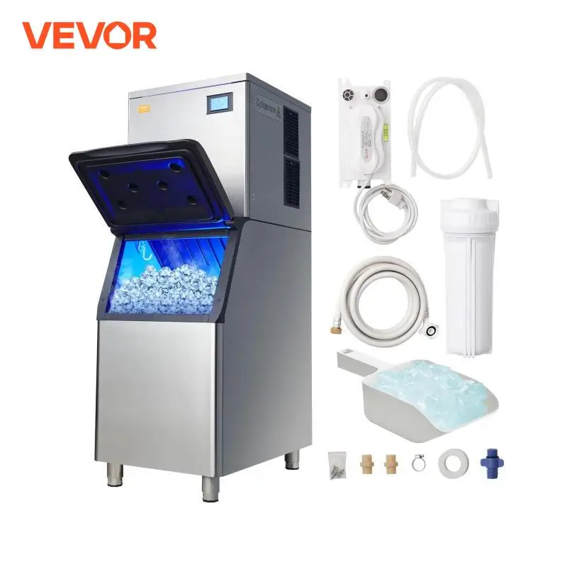 VEVOR Commercial Ice Maker 400LBS/24H Ice Making Machine with 330.7 LBS Large Storage Bin 800 W Auto Self-Cleaning Ice Maker 