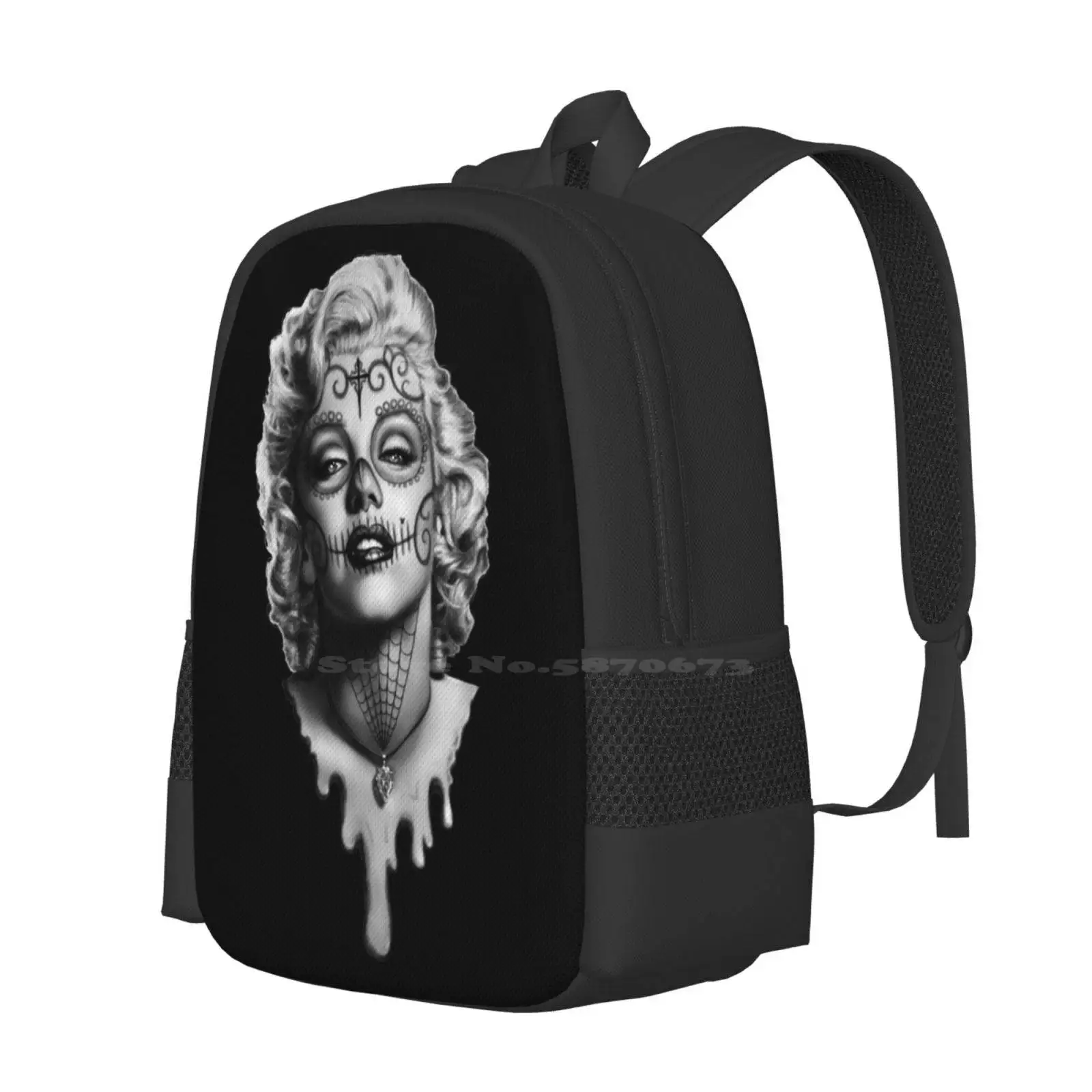 Marilyn Monroe Sugar Skull Pattern Design Bagpack School Bags Marilyn Monroe Sugar Skull Day Of The Dead Dia De Los Muertos Low