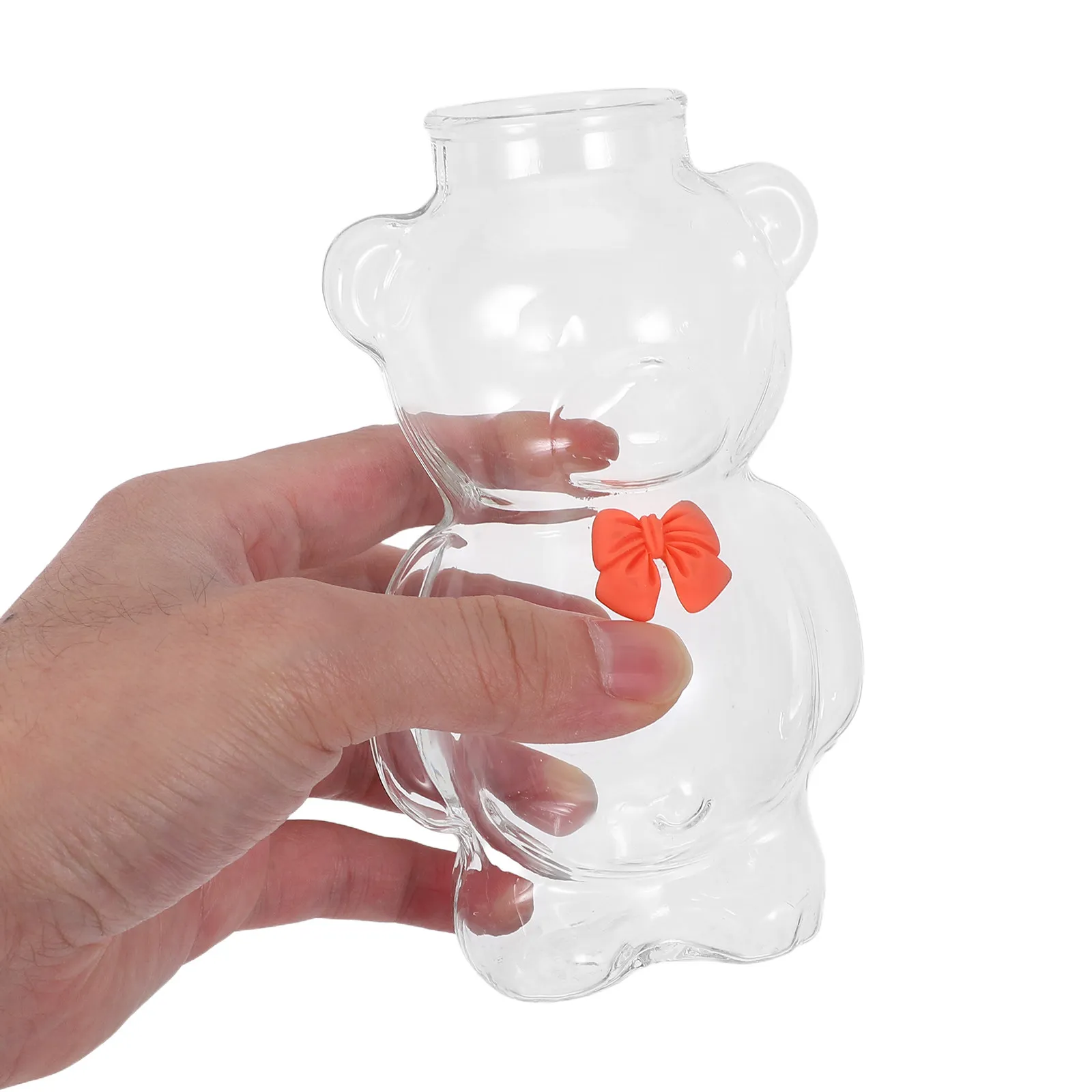 4Pcs Bear Straw Cups Animal Shaped Glass Mug Party Decor Home Use Cute Drinkware Iced Coffee Juice Glass Bear Cup