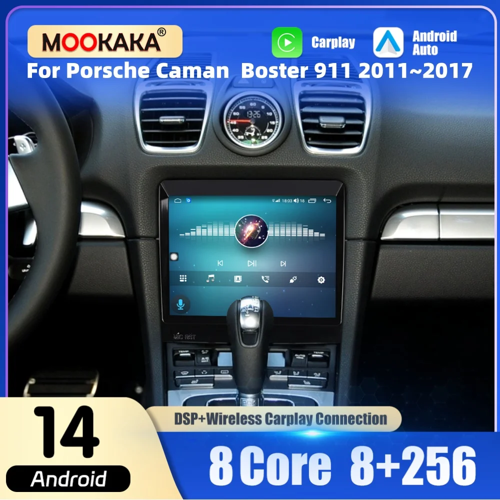 Radio Multimedia para Auto con Carplay y Android Auto, Autoradio Estéreo con GPS y Navegación, Unidad Principal para Porsche Cayman, Boxster, 911 (2011-2017)