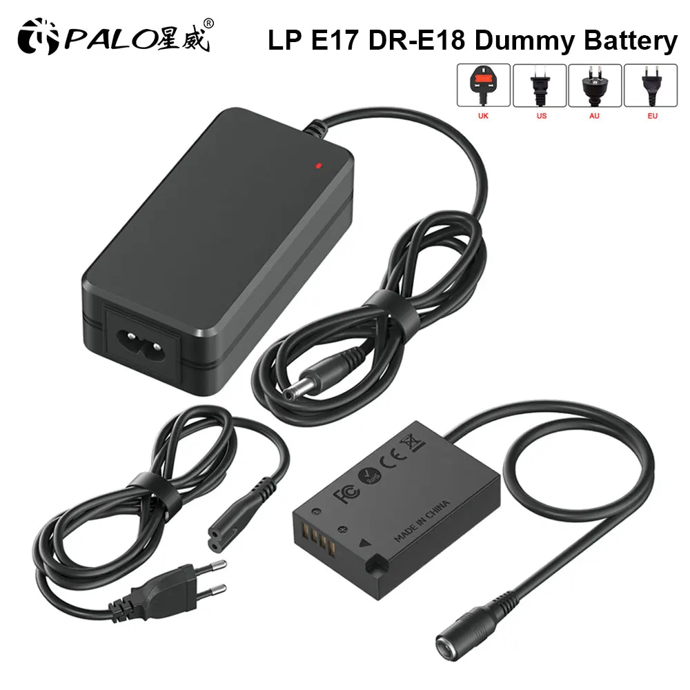 Batería Ficticia PALO LP-E17 DR-E18 para Cámaras Canon EOS Rebel T6i T6s T7i T8i RP SL2 SL3 R8 R10 R50 R100 77D 200D 250D 750D 760D