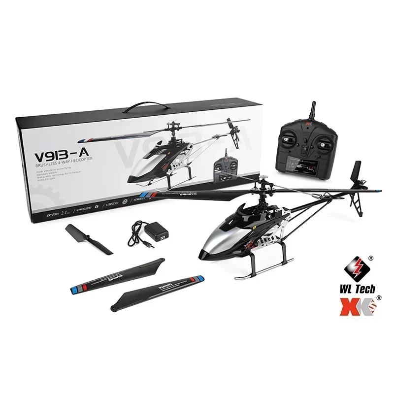 Weili V913-a Brushless Four Channel Single Blade 2.4g Lcd Remote-controlled Helicopter Large Remote-controlled Aircraft Model