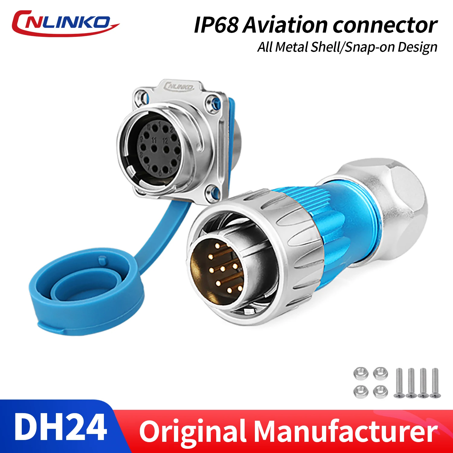 CNLINKO M24 Waterproof Circular Aviation Connector GEN3 10/12/19/24P Metal Shell Male/Female for Industrial & Medical Equipment